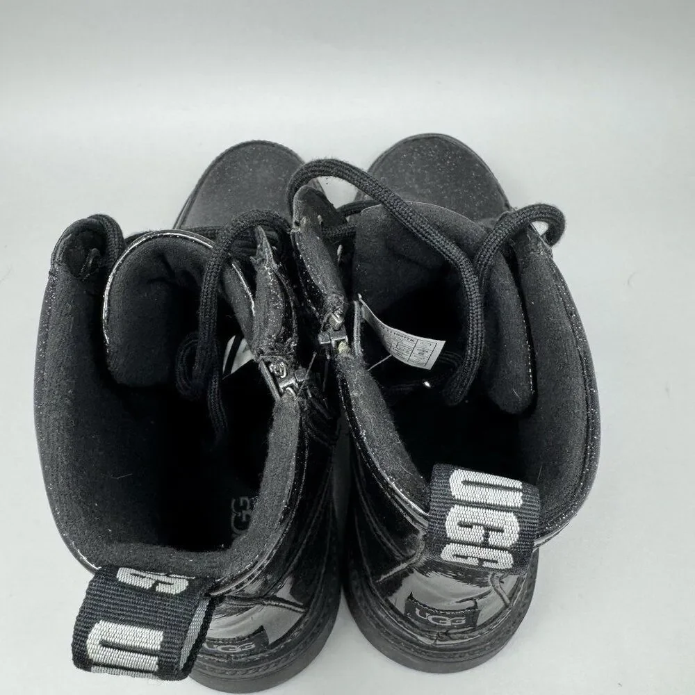 UGG Robley Youth Girls Black Glitter Zipper Lace Up Boots 1116377K Size 6